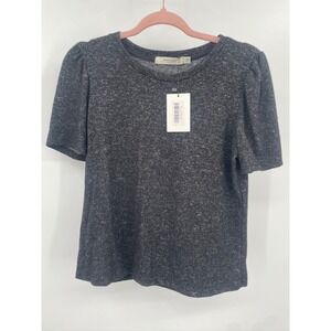 Astrologie California Petite Medium Heathered Gray Short Sleeve‎ Puff Shoulder
